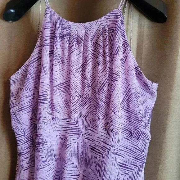 Evan Picone Vintage Boho Halter Dress Irregular Hem Mauve & Cranberry Flowy size - Picture 11 of 11